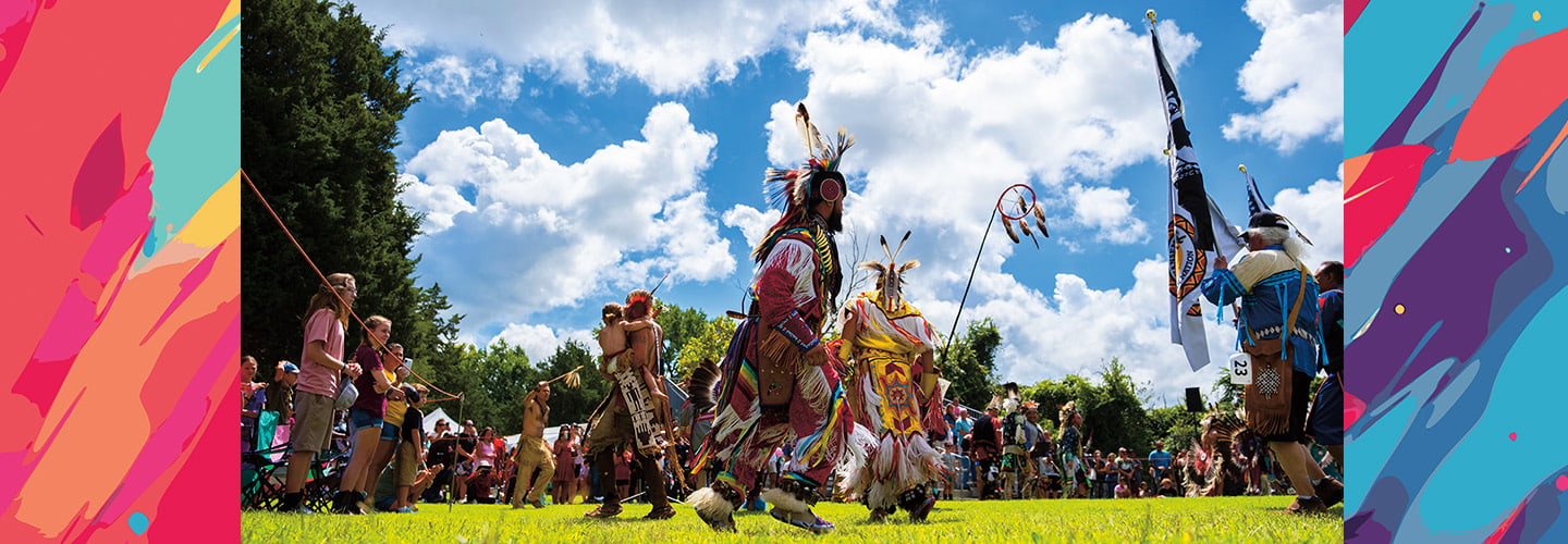 dancers wearing traditional dress of the Nansemond Indian Nation
