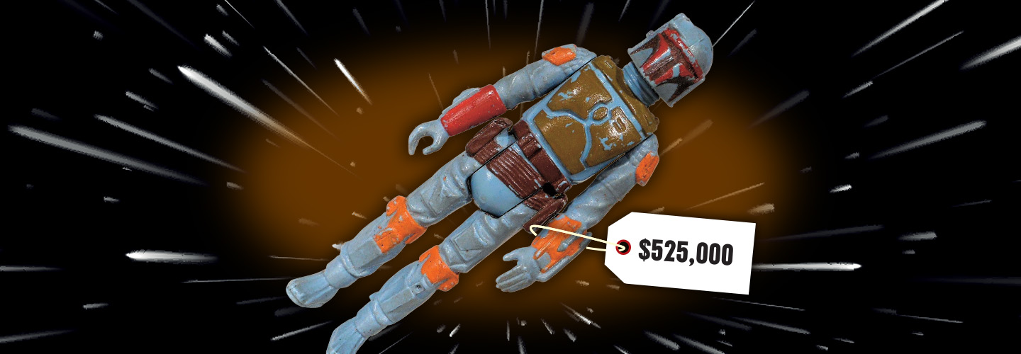 an action figure of Boba Fett with a price tag of $525,000